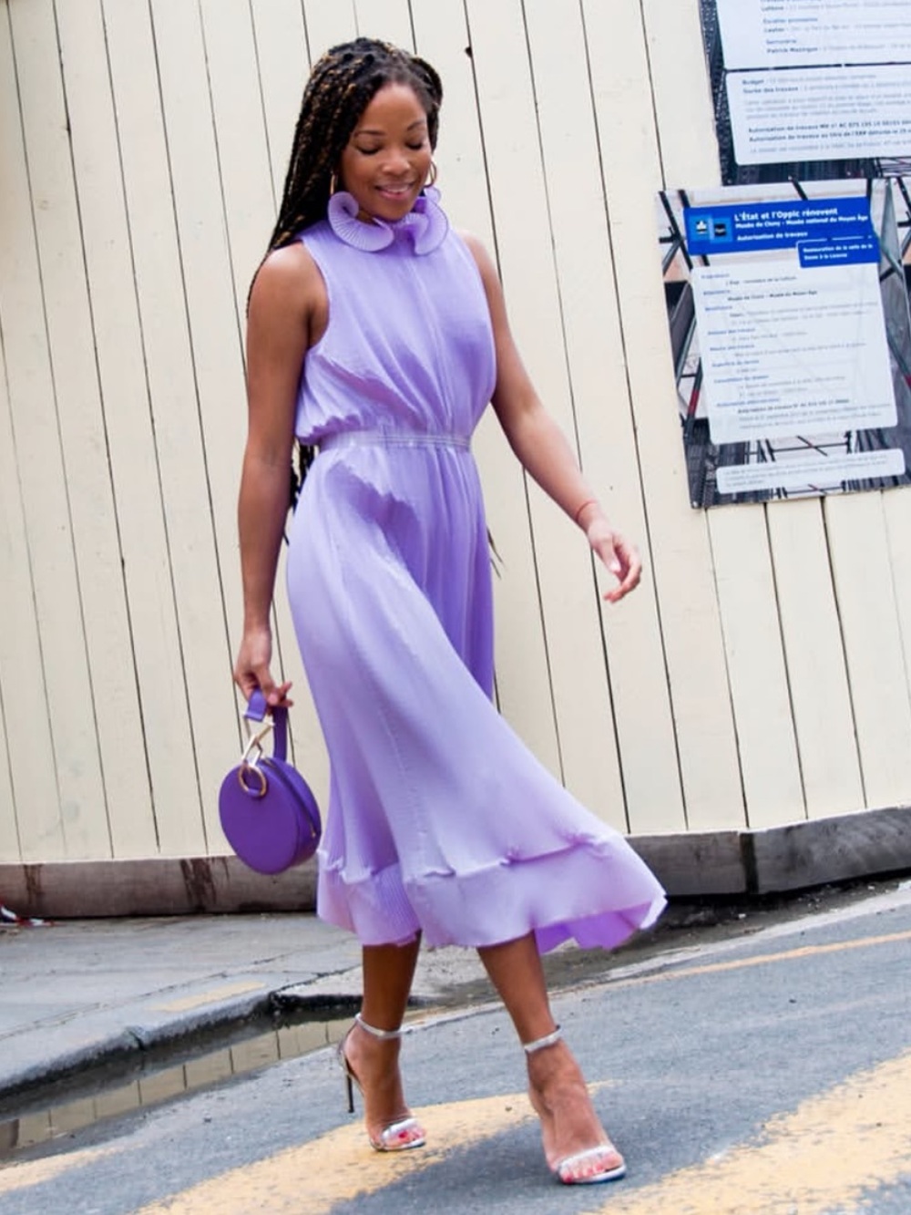 Tibi Lilac Pleated Ruffle Midi Dress Silk Lined Belt Size S NEW Never Worn